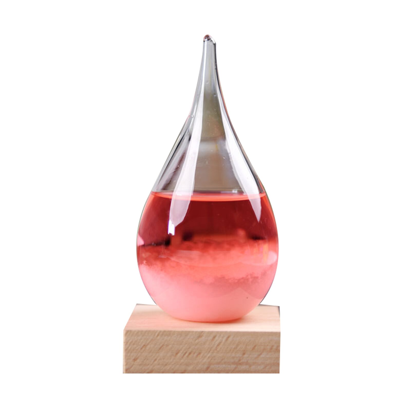Tempest Glass Predictor Weather Forecast Decorative Barometer Drops-Shaped Small Bottle with Wooden Base FP8: Pink