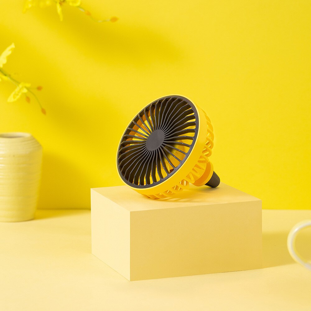 Bunte Auto usb Fan 360 Grad Drehbare LED-leuchten USB Energie Auto Auto Leistungsstarke Luft Fan Für Auto Luft entlüften Montiert: Gelb