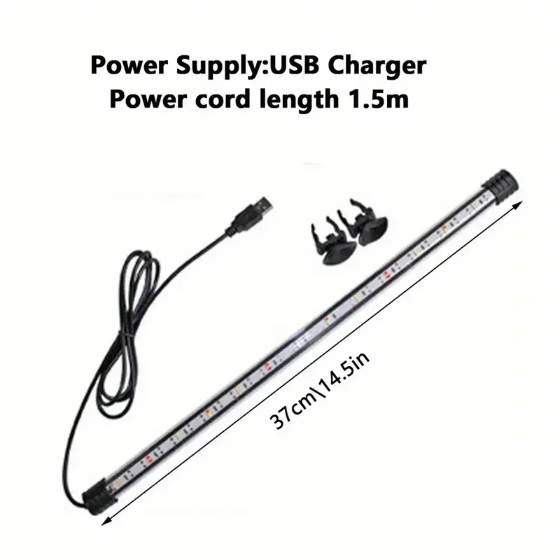 Iluminación LED para acuario multicolor de 17-47cm, lámpara de ambiente sumergible, USB, impermeable, planta decorativa para pecera, accesorios de luz para cultivo: verde