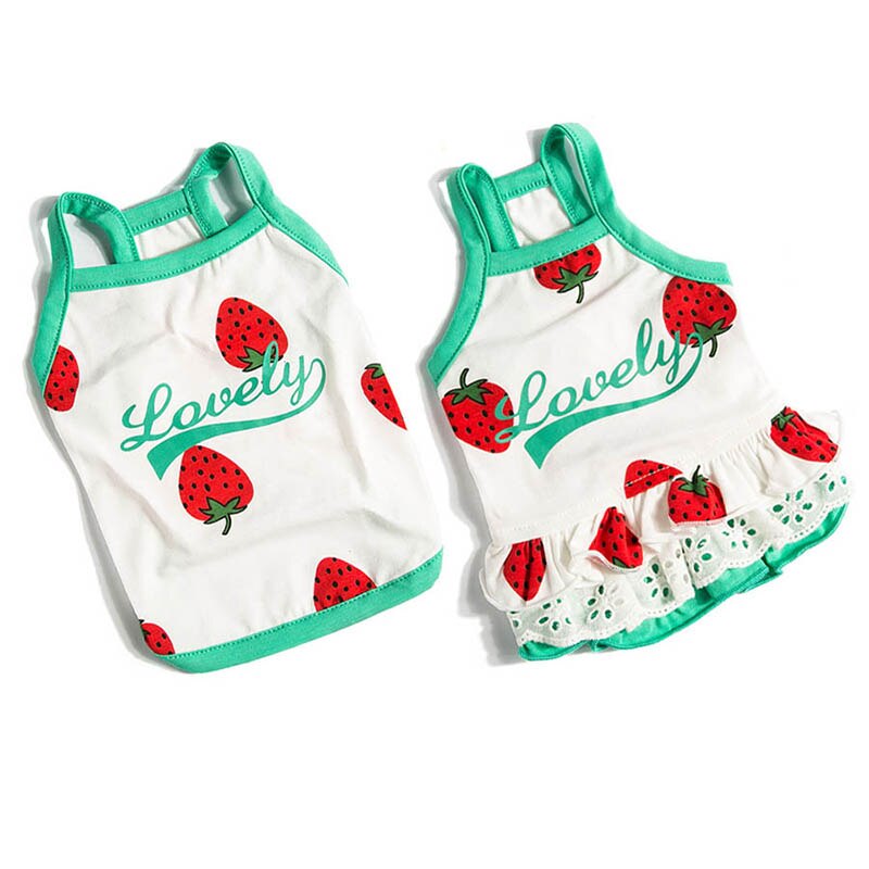 Pet Dog Clothes Spring Pet Shirt Clothing For Small Medium Dogs Costume Strawberry Puppy Pet Clothes Couple Dog Costume Dress
