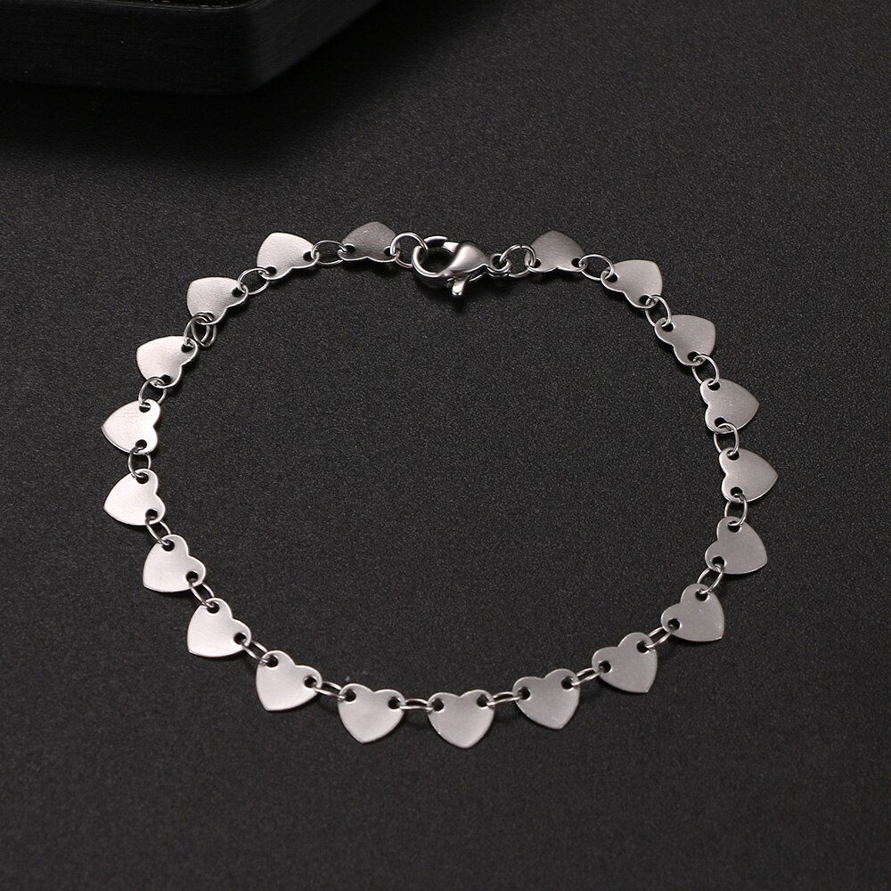 CACANA Stainless Steel Chain Bracelets For Man Women Gold Silver Color For Pendant Chain Heart Shape Donot Fade Jewelry N1864