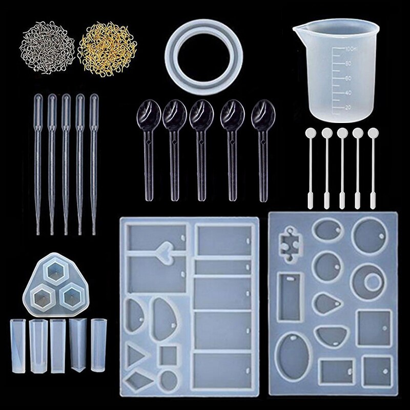 184 pezzi di Stampo In Silicone Della Miscela Bastone Contagocce Catenaccio Gioielli FAI DA TE Che Fanno Gli Accessori Strumenti di Stampi Geometrica Resina Epossidica Combinat: C005