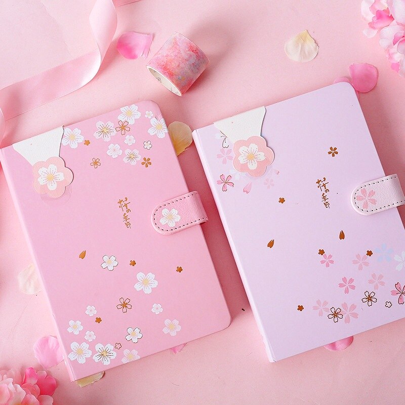 "Pink Flowers" Hard Cover Diary Cute Girls Journal Study Notebook Beautiful Notepad