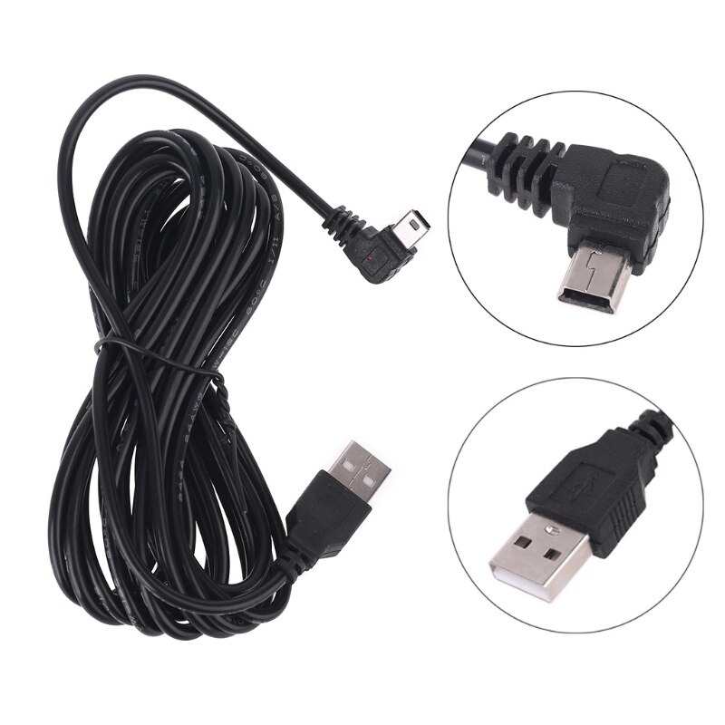 3.5m Car Camera DVR Power Cable Charger Adapter for Dash Cam Output 5V/2A Mini Micro USB: mini left bend