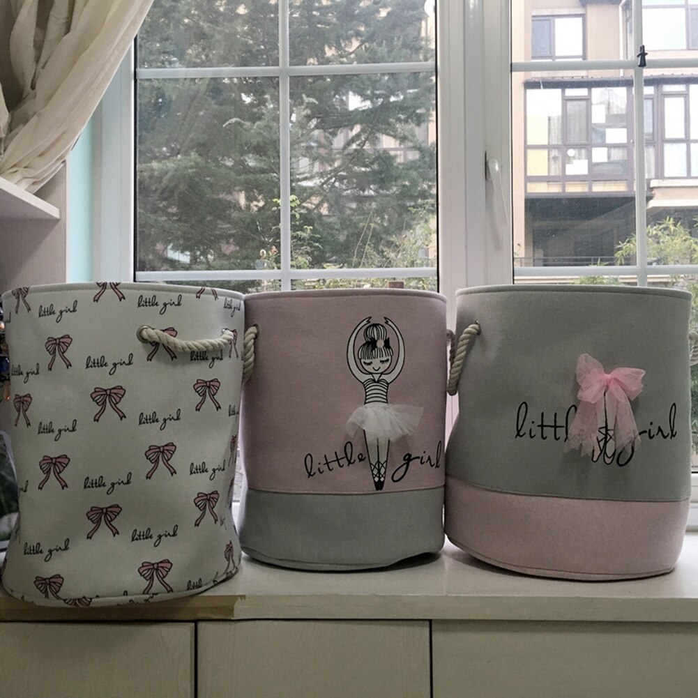 Foldable Laundry Basket Organizer Ballet Girl Bowknot Print Clothes Toys baskets bag Home Storage Bag Home Storage Organizer
