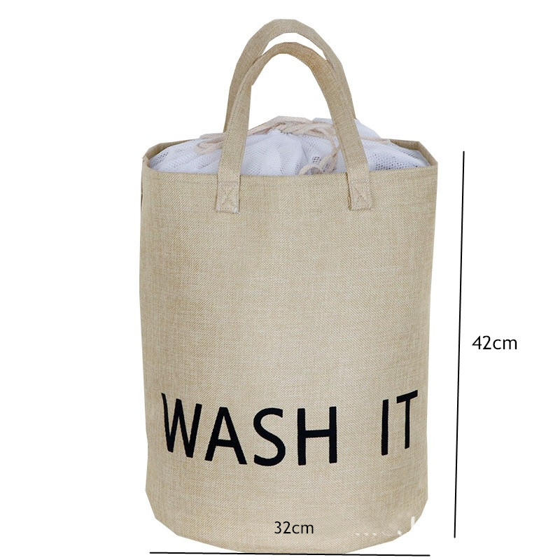 cotton linen large Round Collapsible Laundry Basket Dirty Clothes Organizer Toys Storage Box Bin Bucket Hamper With Handles: color 11