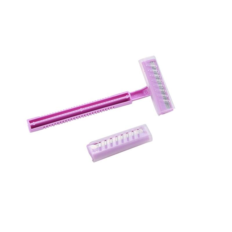 Dames scheermes schraper handvat met contour scheermesje scheermesje met mesjes beautytool accessoires: Met 1 scheermesje