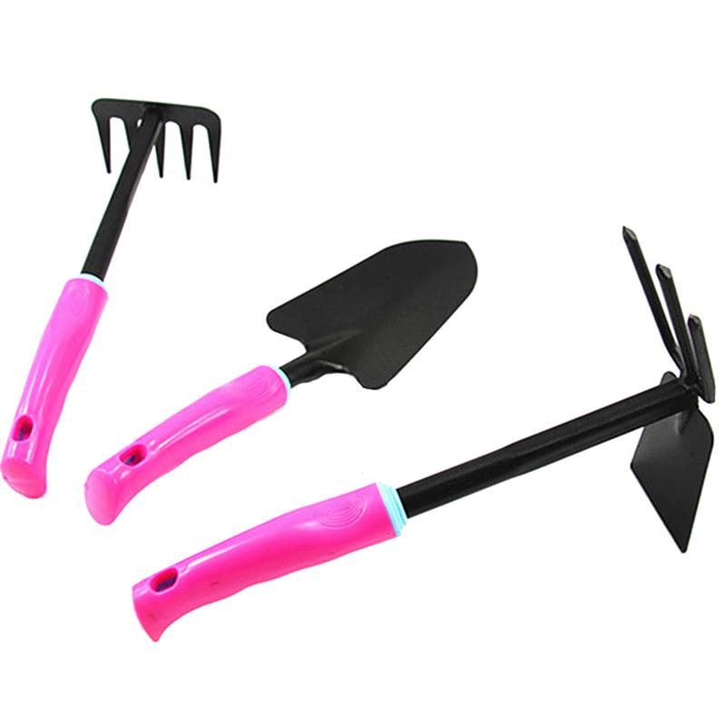 3 st trädgårdsredskap set järnskyffel kratta färg halkskydd handverktyg hängbart hål handtag för hem balkong trädgård blomkruka