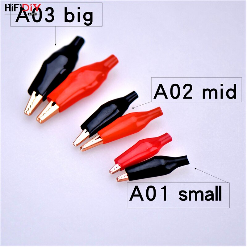 HIFIDIY LIVE 4Pcs/ sets Pure red copper Insulation Boot Metal Alligator Clip Electric Test crocodile clip big mid small A01~A03