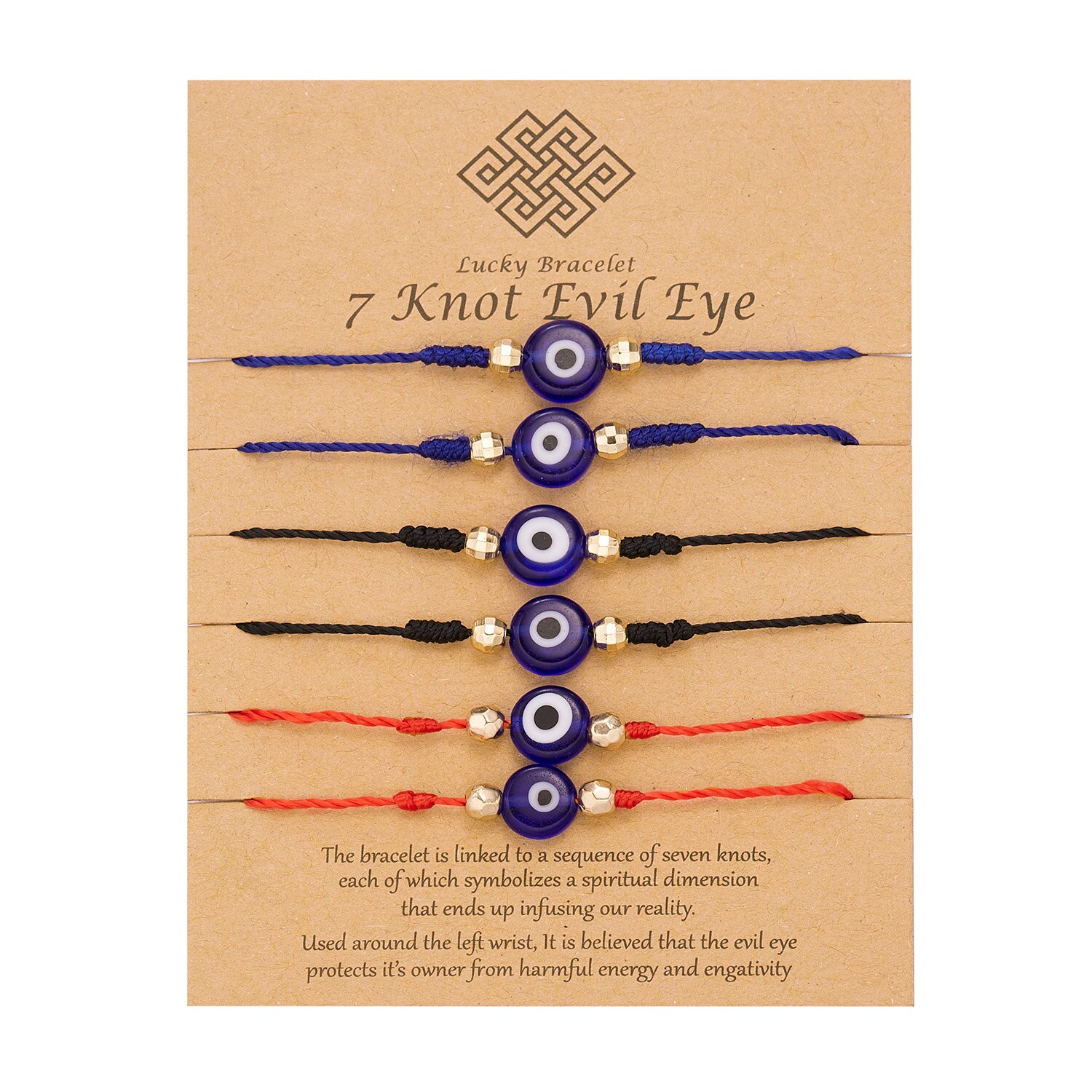 Trendy 6 Stks/set Turkije Evil Eye Knopen String Armband Voor Vrouwen Handgemaakte Geweven Touw Rood Zwart Lucky Vriendschap Kids Sieraden: 3 Colors Rope