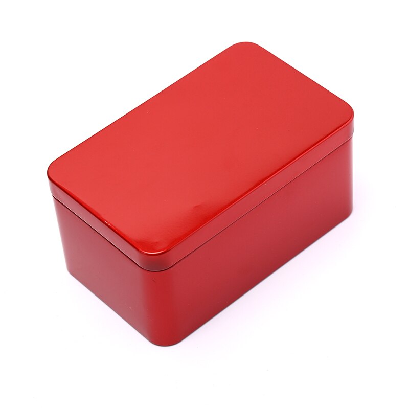 Tin Box Metal Tin Jars Iron Tea Box Cookies Case Small Things Storage Boxes Bins Biscuit Container Candy Chocolate Organizer: Red