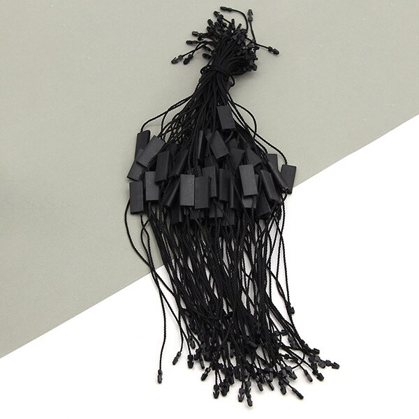 100 Stuks Hang Tags Wit Zwart Beige Vierkante Tags Polyester Kleding Plastic Labels Voor Kleding Kledingstuk Accessoires: Black
