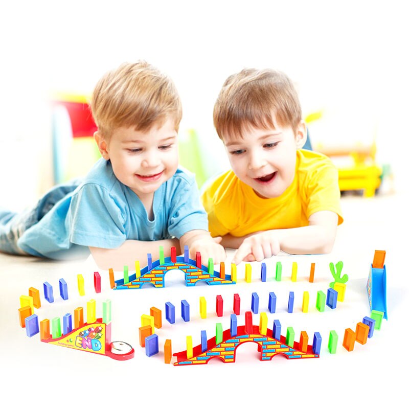 Blocs de dominos colorés pour enfants, jeux de Puzzle, jouets éducatifs pour enfants, d'anniversaire, jouet en plastique amusant
