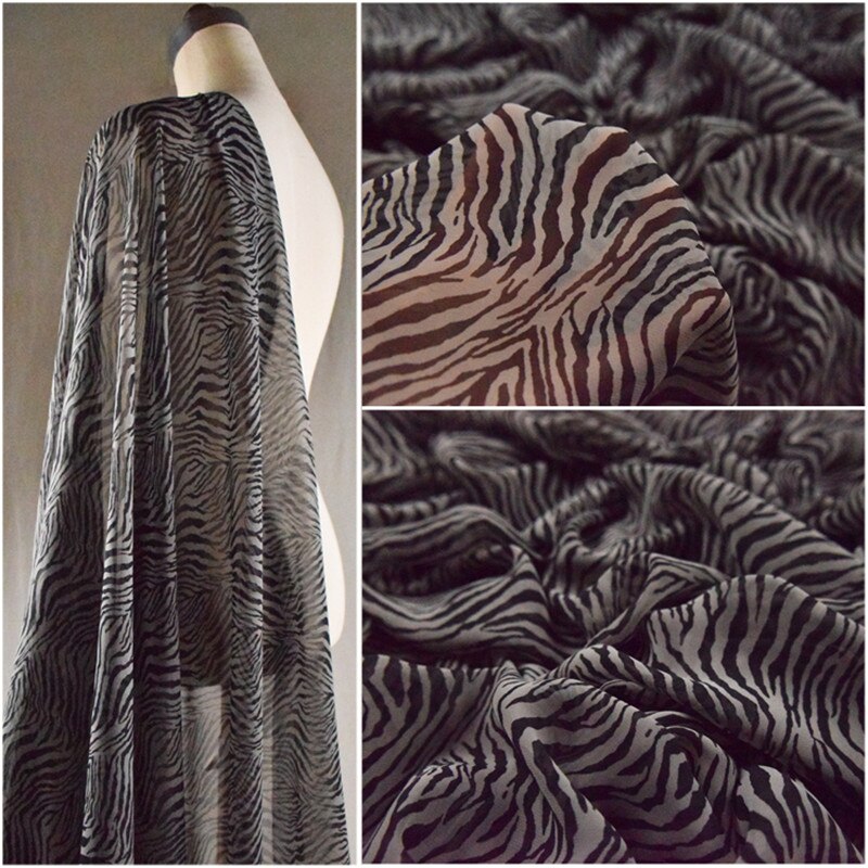 Halve Meter Mode Grijs Zebra Chiffon Stof Voor Dress Shirt Zon-Proof Kleding Dame Kledingstuk Materiaal Dunne Transparante t1395