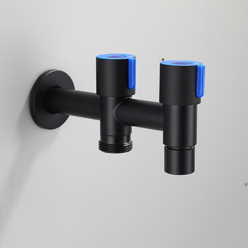 Black Washing Machine Faucet Wall Mounted Bidet Faucet Single Cold Black Outdoor Faucet Bathroom Sink Tap Garden Bibcock Tap