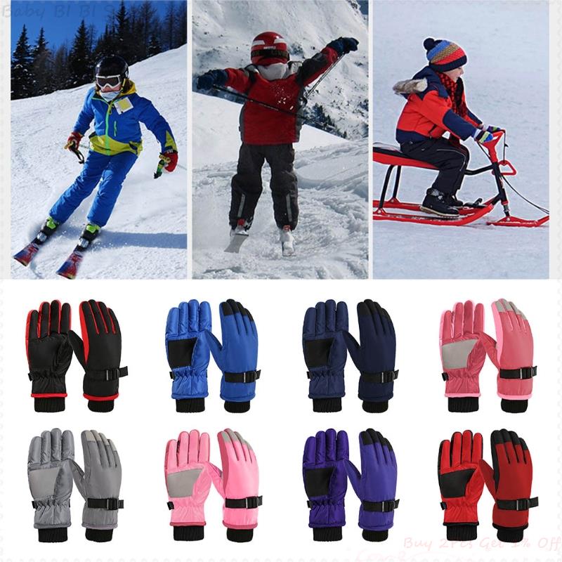 1 paio bambini sci guanti da ciclismo guanti caldi spessi impermeabili antivento sport all&#39;aria aperta guanti da Snowboard per bambini ragazze ragazzo