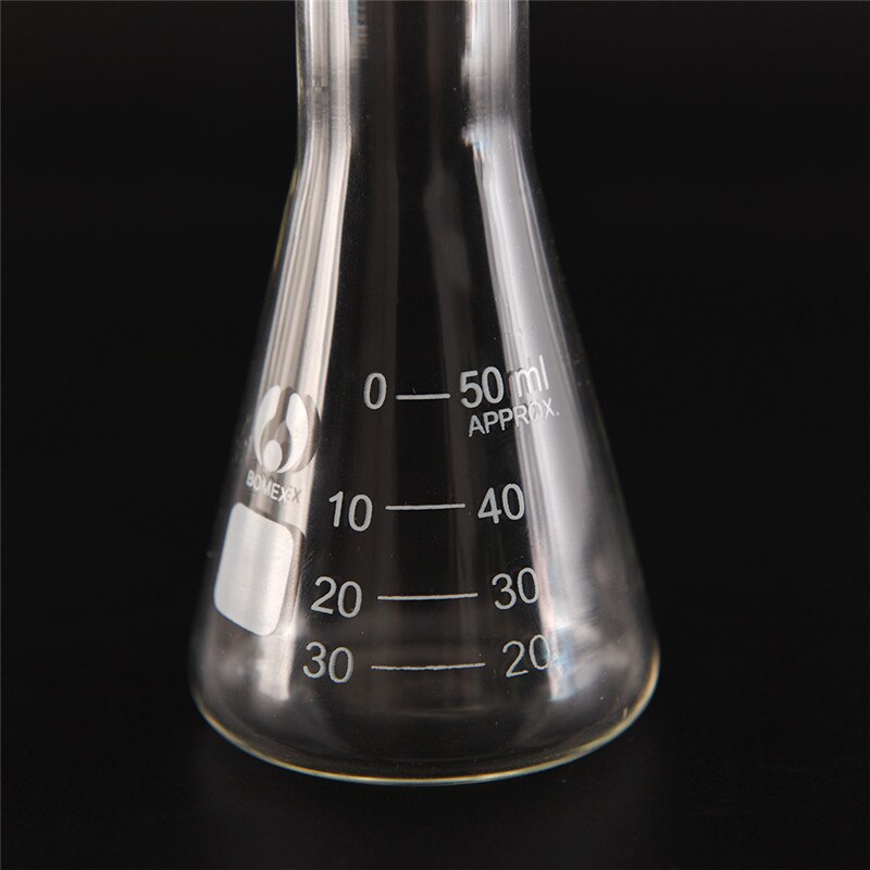 Transparente 50 ml Frasco Claro Laboratório Erlenmeyer de Vidro Científica Pesquisa Escola de Fornecimento De Vidro De Laboratório De Vidro