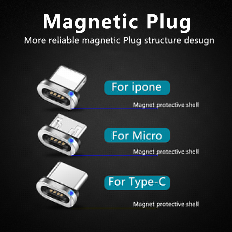 Rund magnetkontakt mikro usb c / typ c / för iphone adapter usb magnet laddare kontakt snabbladdning (endast magnetplugg)