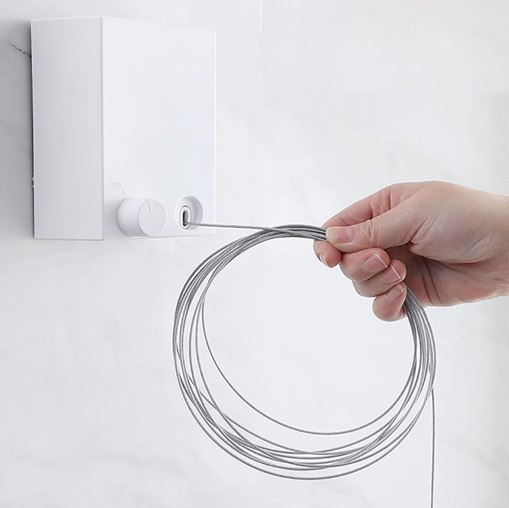 4.2M Indoor Invisible Clothesline Retractable Laundry Wall Hanging Stretch Washing Clothes Line