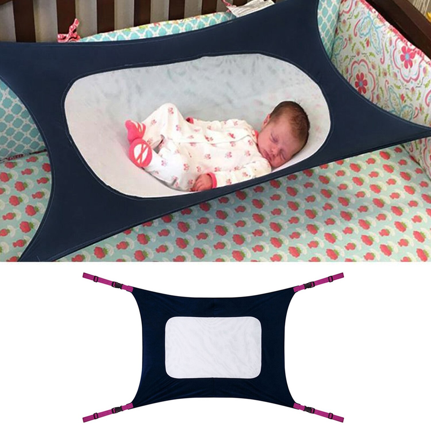 Hamaca portátil para bebé recién nacido, cama de dormir para cuna de bebé, hogar, vacaciones, viaje, interior, uso al aire libre: Blue