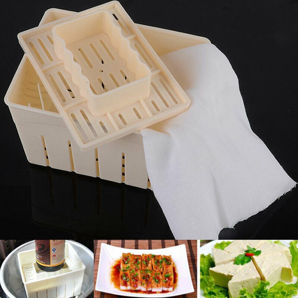 1 stk./sæt plastik tofu maker presseformesæt + osteklud soja diy presseform køkkenværktøj fødevarekvalitet pp