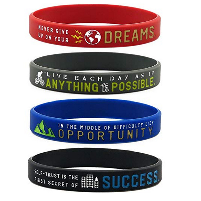 1pc Inspirational Bracelets with Motivational Sayings -Anything is Possible, Success, Dreams, Opportunity silicone wristband