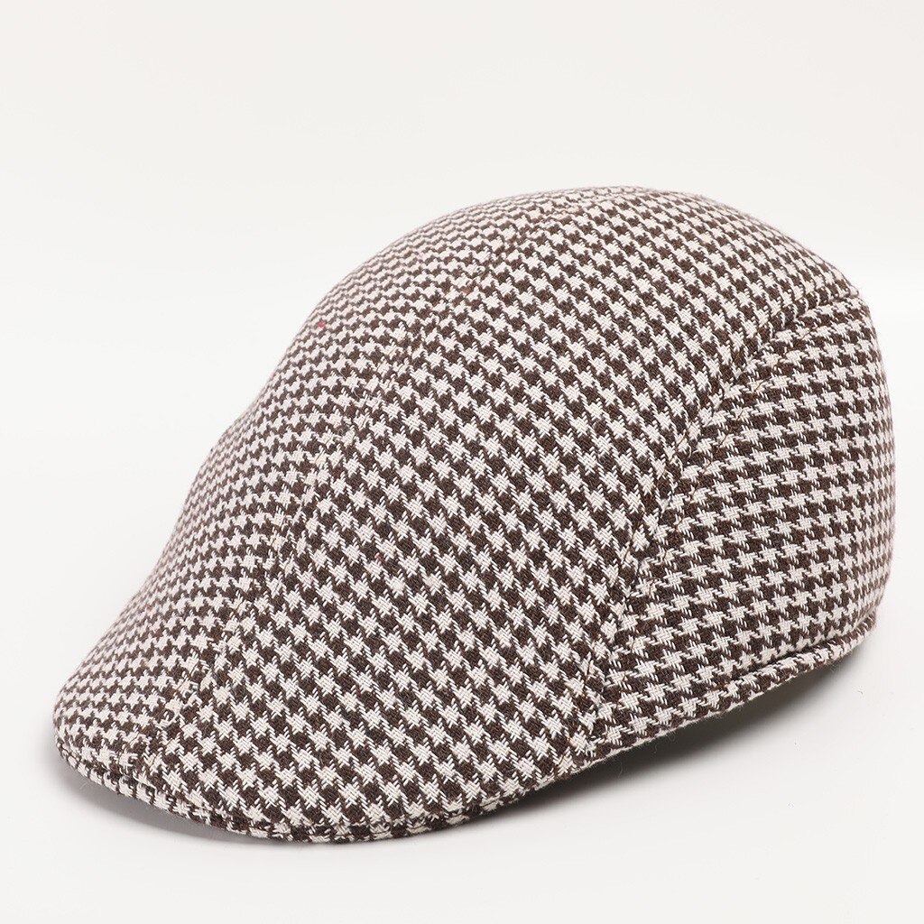 Mannen Vrouwen Soft Houndstooth Retro Hoeden Casul Ademend Winter Warm Comfort Baret # p2