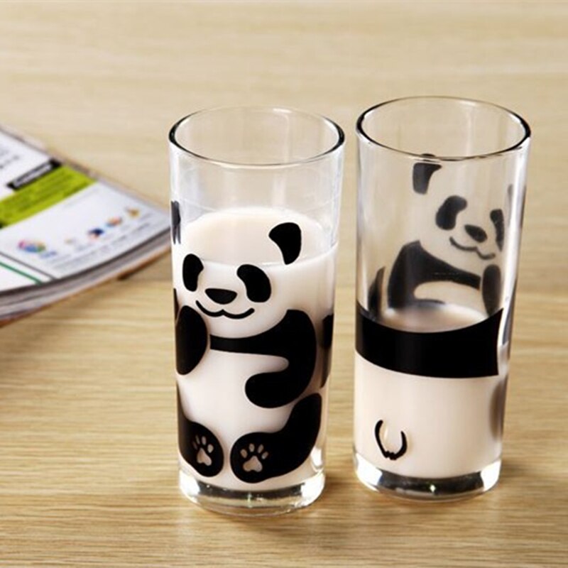 Taza de leche de cristal con forma de oso Panda, taza de agua para oficina, creativa, sin plomo, para el desayuno, pareja, sin tapa