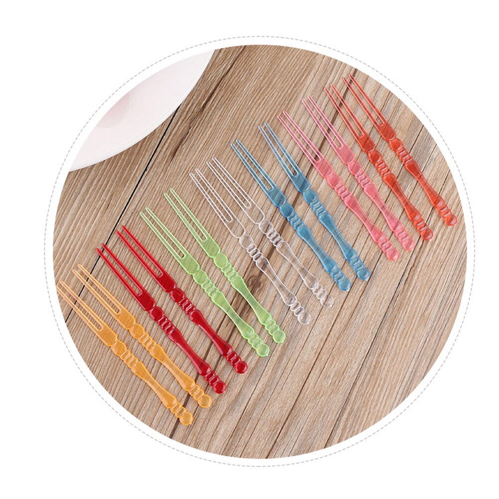 80Pcs Wegwerp Cupcake Voedsel Vorken Plastic Fruit Picks Voorgerecht Picks Cocktail Party (Kleurrijke)