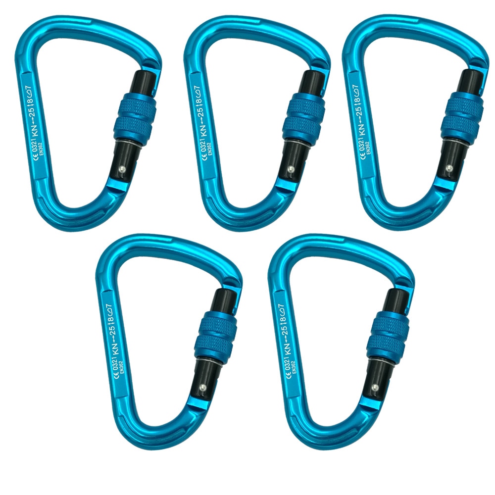 1/2/5 stk 25kn klatring ultra-let skruelås aluminiumslegering karabinhage camping ridning vandre sele redning skrue låsning: 5pc