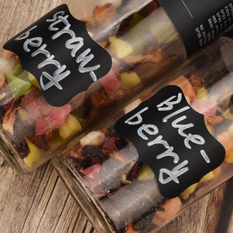 10PCS Reusable Label Stickers with Marker Pen Jam Spice Can Black Labels Kitchen Organizer Classification Condiment Stickers