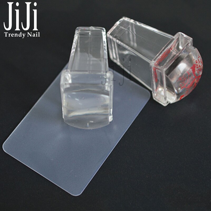 1 Set Transparant Jelly Silicone Nail Art Stamper & Schraper Sjablonen Print Transfer Manicure Stempelen Tool JIND235