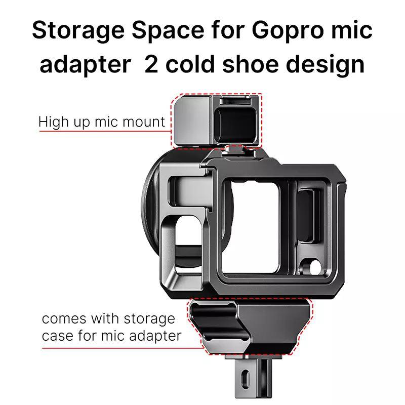 Ulanzi G9-5 GoPro 9 Metal Cage for GoPro Hero 9 Black Frame Case With 52MM Filter Adapter Extend Cold Shoe Mount Mic Fill Light