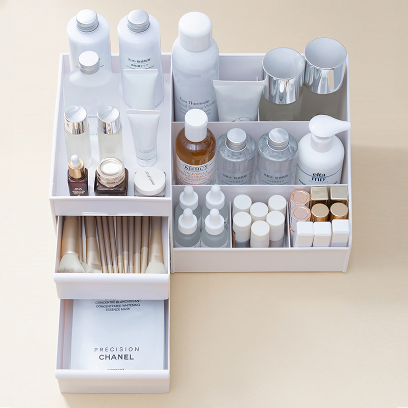 Stor kapacitet kosmetisk opbevaringsboks makeup skuffe arrangør smykker neglelak makeup container desktop diverse opbevaringsboks