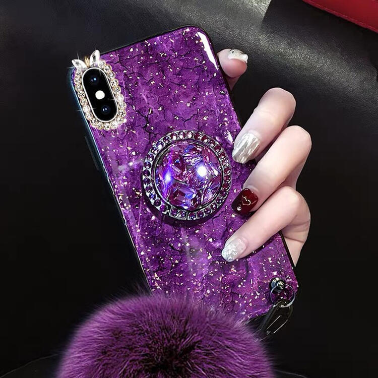 Glitter Diamond Finger Grip Ring Holder Stand Mount Bracket For iPhone Huawei Samsung Xiaomi Redmi Universal Mobile Cell Phone: Purple