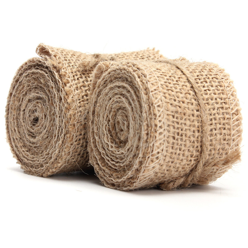 KiWarm 2 M Retro Natuurlijke Jute Hessische Jute Stof Lint Tape Rustieke Bruiloft Riem Bloemisterij Decor DIY ambachten