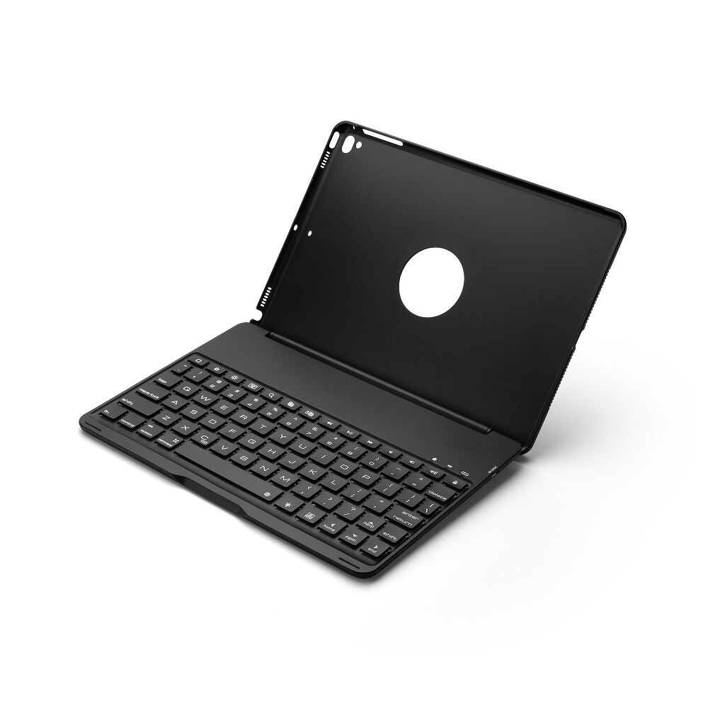 F8S F8AS F8S Pro Aluminum Alloy Colorful Backlight Bluetooth Keyboard Case with Folding Cover For iPad: F8AS Black