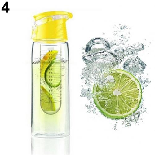 Draagbare kampeersport citroensap fruit infuser waterfles 800ml: Geel