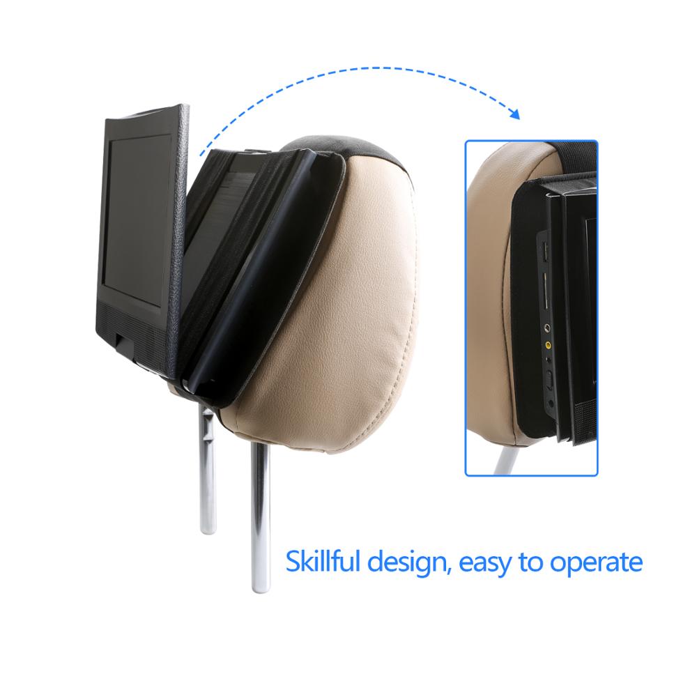 Car Headrest Mount Holder for 7 Inch to 11 Inch Swivel and Flip Style Portable DVD Players