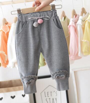 Primavera outono crianças calças do bebê meninas casual gravata borboleta polka calças roupas de bebê longo princesa calças crianças: Cinza escuro / 12 m