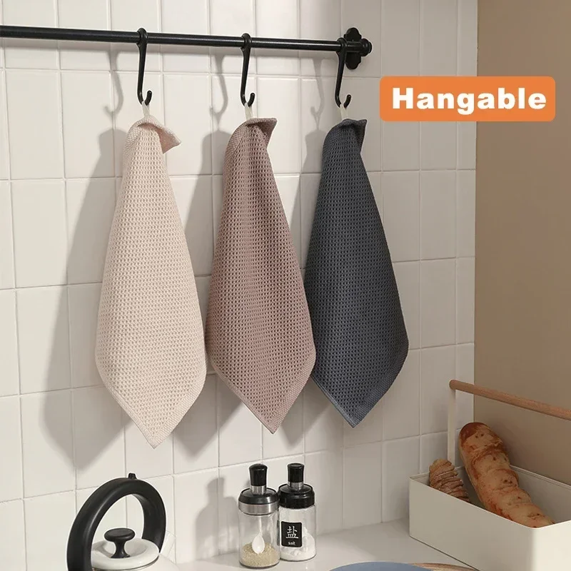 Torchon en coton nid d'abeille – Serviettes de cuisine super absorbantes, chiffons de lavage doux pour la vaisselle/visage/nettoyage