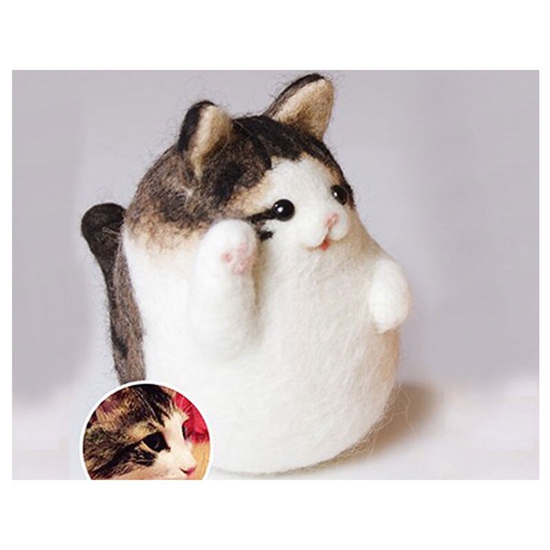 Jiwuo juguete muñeca de fieltro de lana de Animal gato manualidad de fieltro DIY sin terminar pinchado conjunto Kit para manualidades para Material de la aguja bolsa fieltro DIY