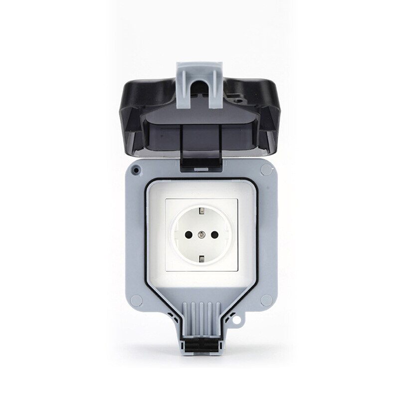 Double Socket Waterproof Outdoor 13A UK Double Socket Switched Socket Double IP66 Outside Use Wall Power Socket Box: 02
