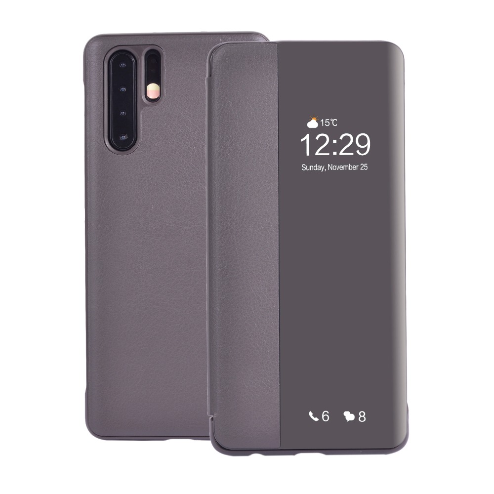 Funda de teléfono de cuero con tapa para Huawei P30 Pro Lite P 30Pro 30lite P 30 Pro Lite P30lite P30pro Smart Sleep View Cover: ABS / Castaño