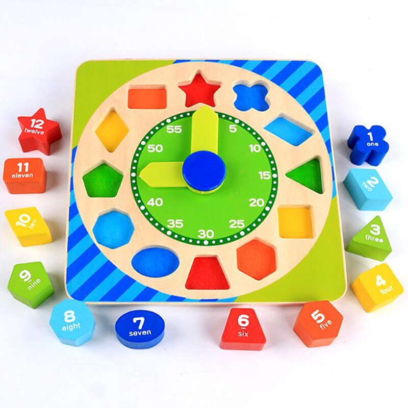 Children Mental Development Toy Wooden 12 Number Clock Toy Baby Colorful Digital Geometry Educational Sorting Nesting Toy: Style 2