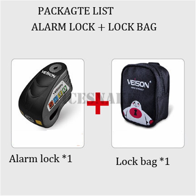 Veison motorfiets alarm waterdicht fietsalarm quad slot scooter schijfrem fietsslot motorfiets anti-diefstal motopadlock accessoires: Legering bk c set