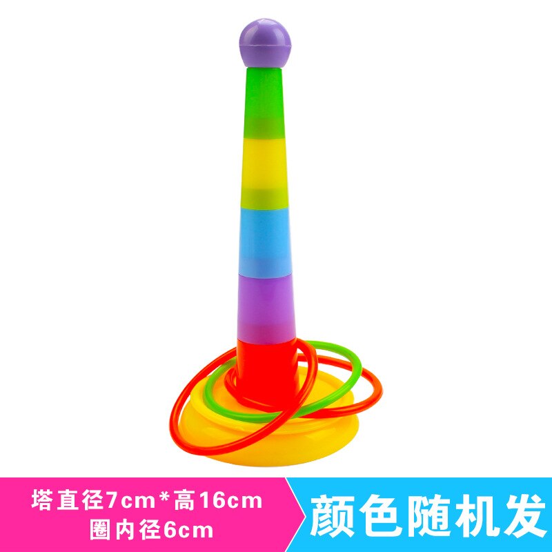 Stalle maternelle activités de plein air jouet Parent et enfant coloré jouet virole tour lancer cercle arc-en-ciel tour enfants Fer: Small Number Ferrule Tower