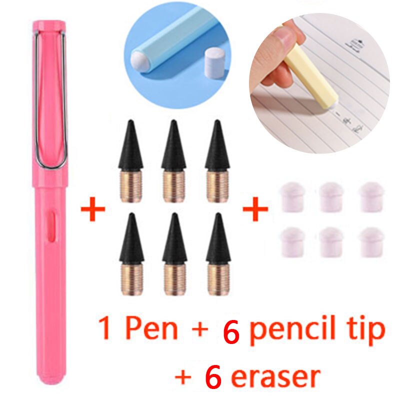 13 Stks/set Eeuwige Potlood Dubbele Gum Magic Potlood Art Schets Schilderen Tools Schoolbenodigdheden Student Briefpapier: Rose red-13PCS
