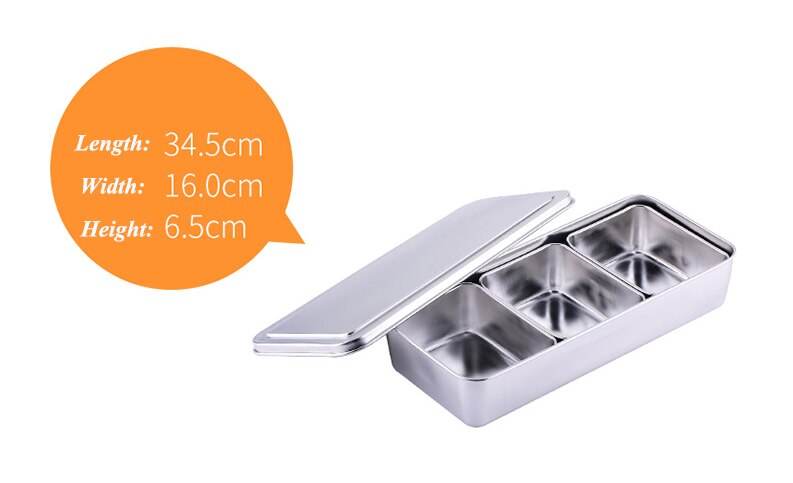 Kitchen Stainless Steel Square Seasoning Box with Lid Plastic Material Seasoning MSG Pepper Covered Salt Tank WJ903: F