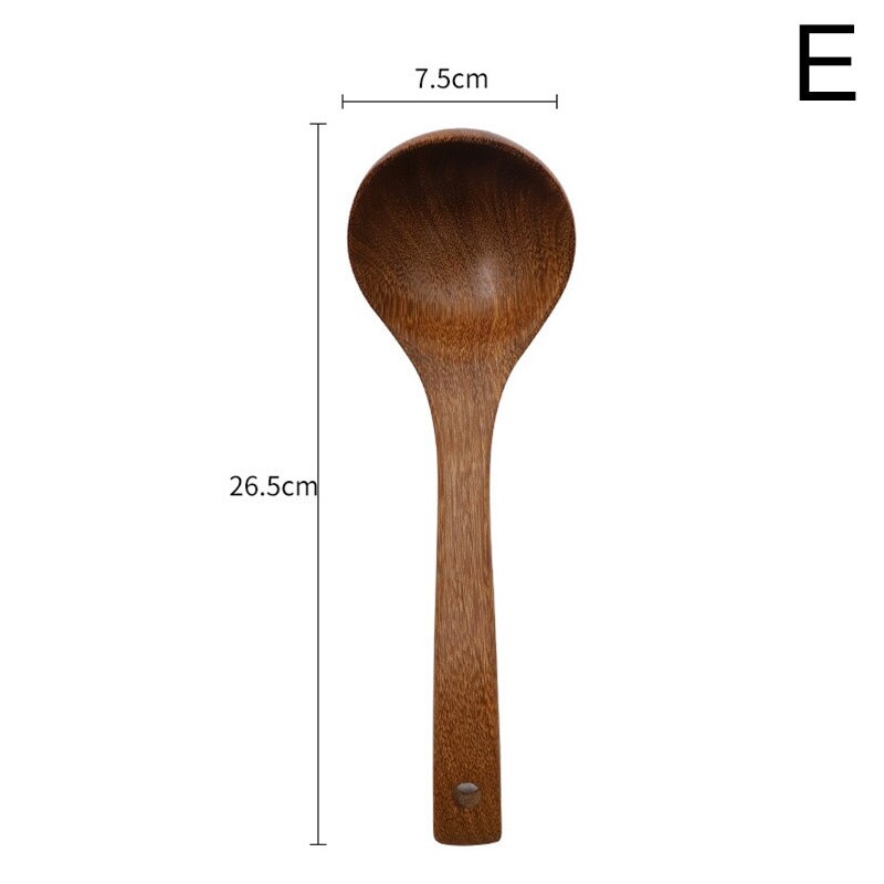 Espátula de madera de con mango largo, cuchara de arroz, pala para sartén antiadherente, utensilios de cocina, accesorios de cocina: E